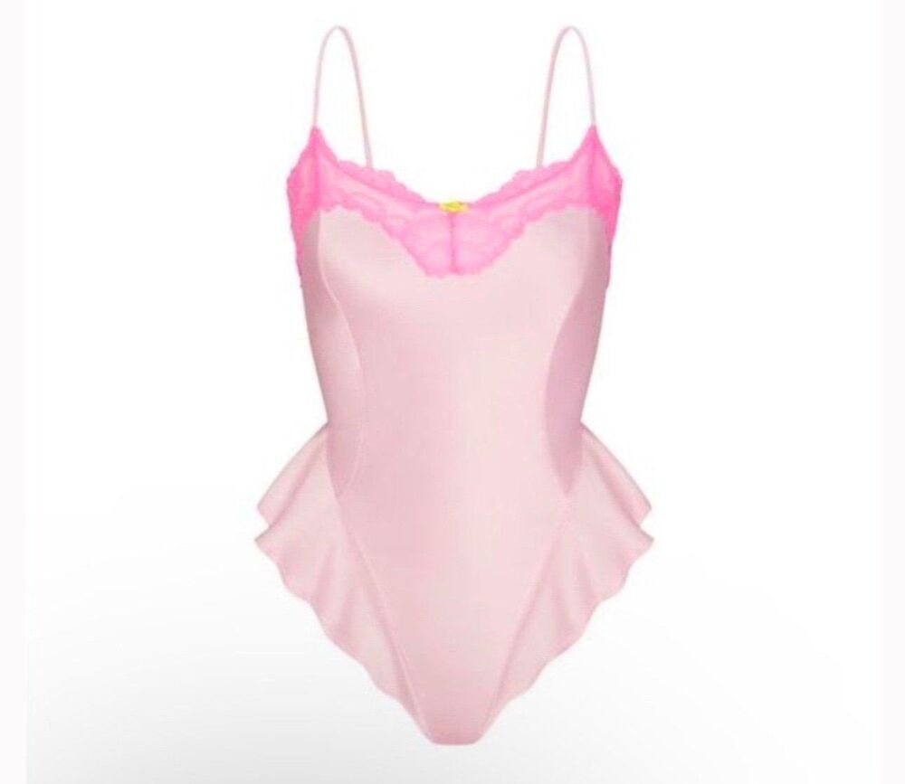 Skims woven shine lace teddy Cherry Blossom Multi